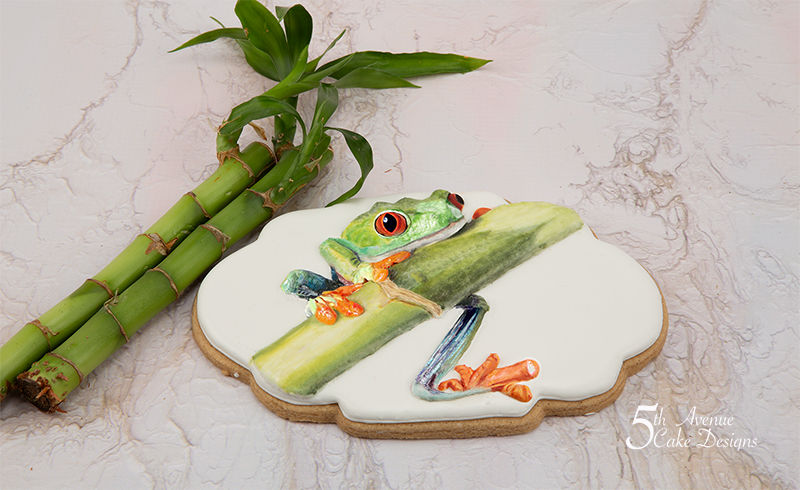 Dimensional Watercolor Travis the Tree Frog Cookie Art Course 🐸🎋