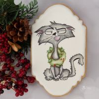 Grumpy Christmas Cat Cookie